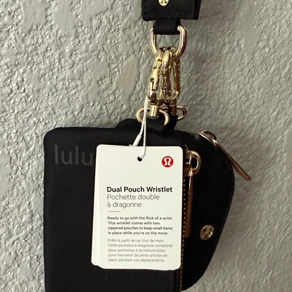 Lululemon Dual Pouch Wristlet in black/gold/white opal - Picture 4 of 4